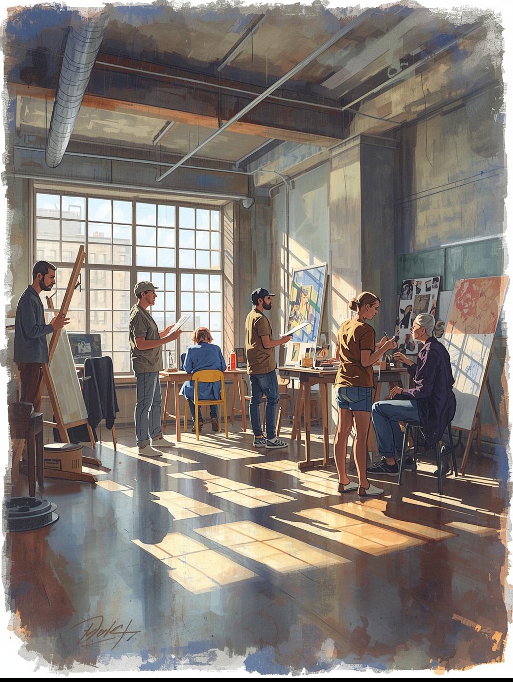 Workshop Menschen in einem Atelier