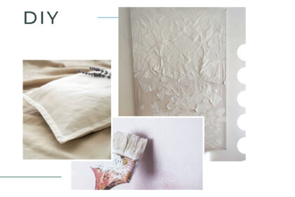 Moodboard eines DIY Projekts aus weißen Laken