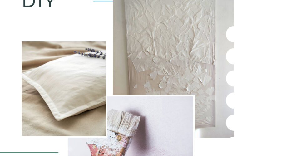 Moodboard eines DIY Projekts aus weißen Laken