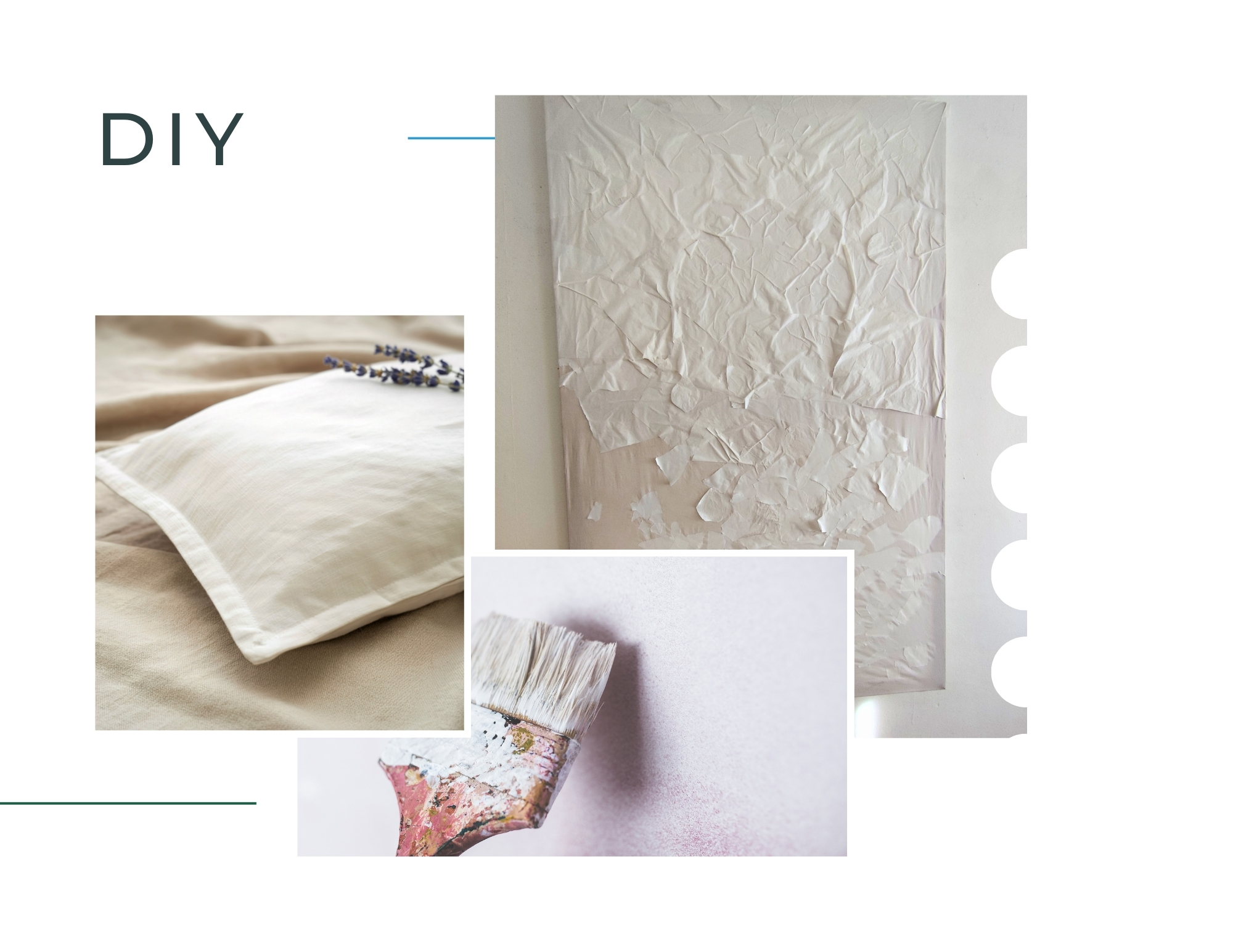 Moodboard eines DIY Projekts aus weißen Laken