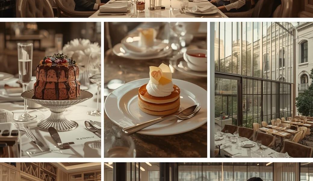 Verschiedene Szenen eines Restaurantbesuchs