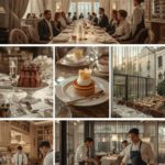 Verschiedene Szenen eines Restaurantbesuchs