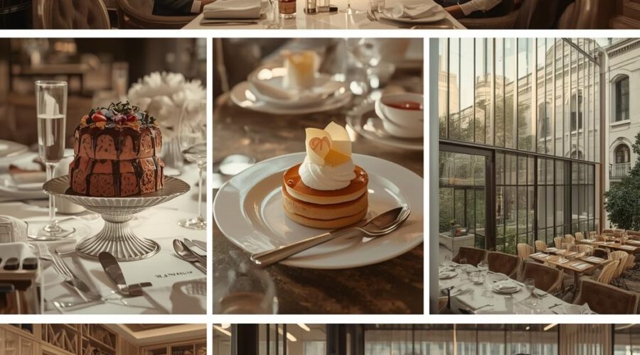 Verschiedene Szenen eines Restaurantbesuchs