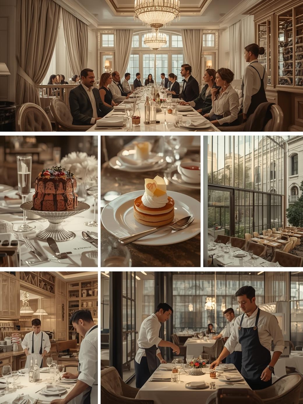 Verschiedene Szenen eines Restaurantbesuchs